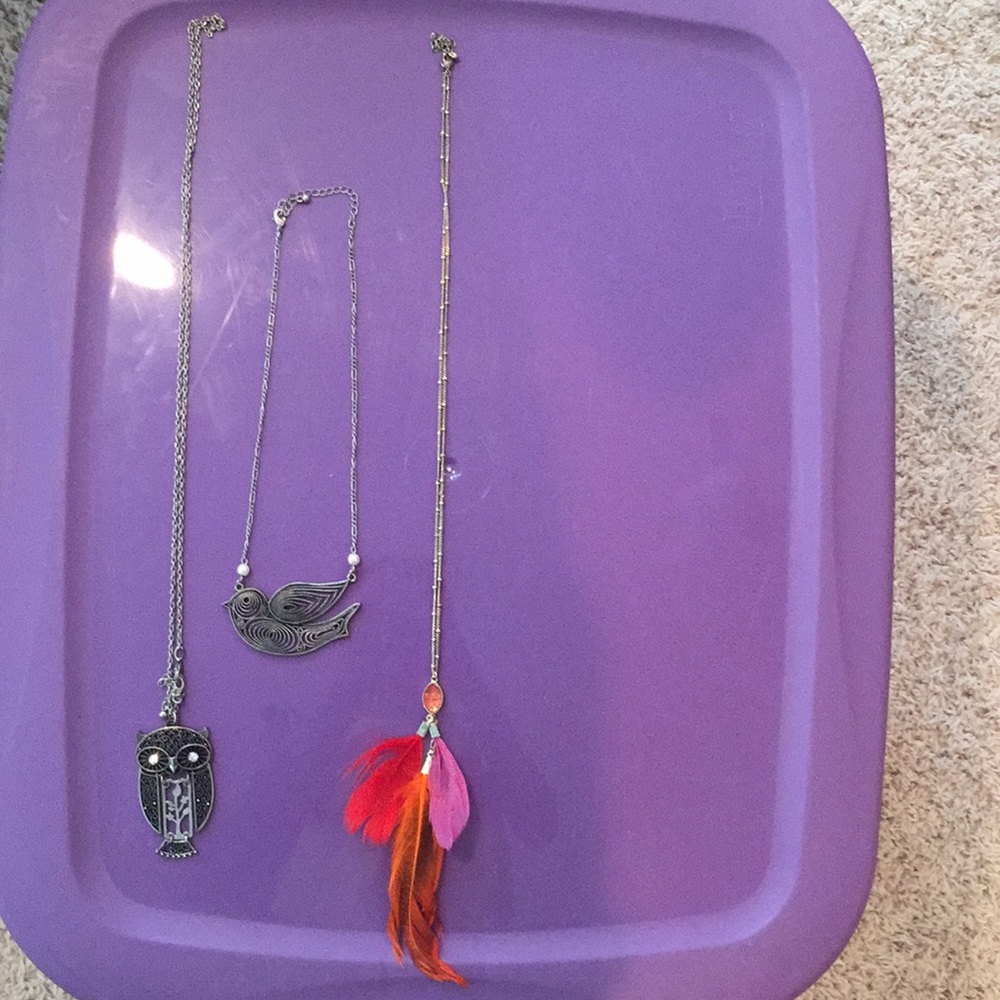 Three necklaces - owl/bird inspired